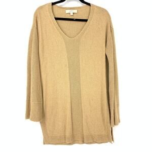 LOFT Sweater Women's Size M Wool Blend Pullover Tunic Long Sleeve Tan